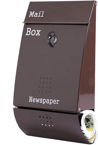 Buzón de Correo para Exteriores de Color marrón, para Montar en la Pared, de Capacidad Media, Moderno, con Cerradura, Resistente a la Intemperie, con Tornillos, fácil de