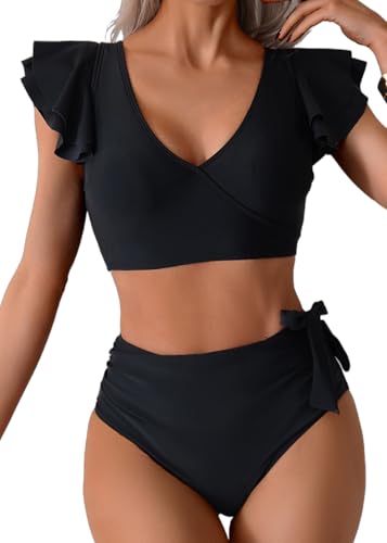 Sangdut Badeanzug Damen Bauchweg,Sexy V Ausschnitt Zweiteiliger...