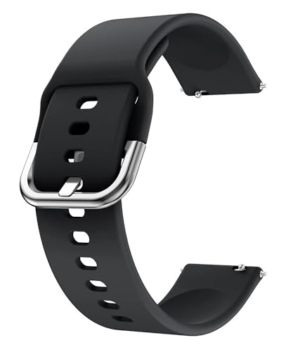 INEFABLE 19mm Smartwatch Strap Metal Buckle Compatible with Noise Colorfit Pro 2/Oxy/Pulse/Beat, Boat Storm Smart Watch & Watches with 19mm Lugs Size (Black-Pack of 1)