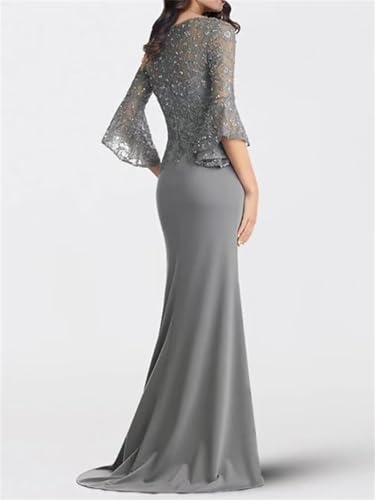 Lace Applique Chiffon Mother of The Bride Dresses for Wedding 3/4 Sleeve Long Mermaid Wedding Guest Dresses for Women Formal3