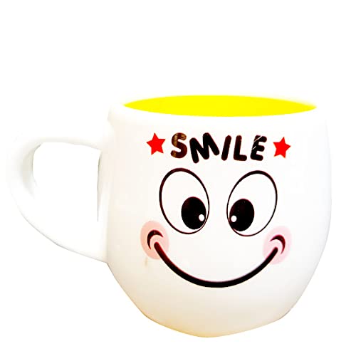 Image of Occasion White Emoji Smily Happy Ceramic Milk /Coffee /Tea /Juice Mug -250ML (Set of All 6 Emoji Mugs)