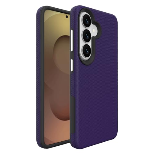 Image of NOXO Ultra-Hybrid Triangle Back Case Cover Compatible with Samsung Galaxy S26 | Shockproof Design | Camera Protection | Soft TPU & Rugged PC | Bumper Cases and Covers (Deep Purple)