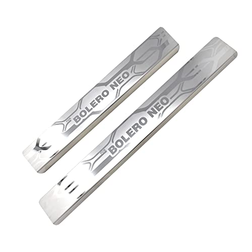 Image of GFX Car Door Sill Guard - Stainless Steel, Protects Painted Edges from Scuffs or Scratches Compatible with Bolero Neo Set of 4Pcs (After-Market) Model - 2021 Onwards