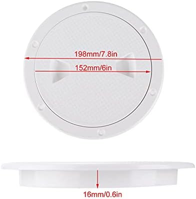 Akozon 6in Marine Deck Cover, Inspection Hatch Cover, Boat White Circular Inspection Hatch Deck Lid Deck Plate Hatch Cover Round White NonSlip Anti-UV Surface for Boat Yacht Marine Access
