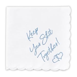WF GIFT Something Blue Wedding Gift Embroidered Handkerchief Keep Your Shit Together Wedding Day Bride Gift