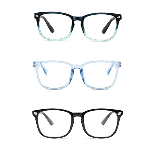 Image of Blue Light Blocking Computer Glasses for Men & Women, Square TR90 Lightweight Eyeglasses Frame, Anti Eye Strain UV Protection, Clear Lens for Gaming Office Reading