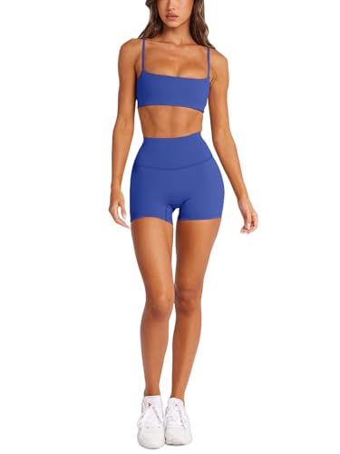 Image of LASLULU Womens Adjustable Spaghetti Straps Sports Bra Square Neck Wireless Padded Workout Yoga Crop Tops