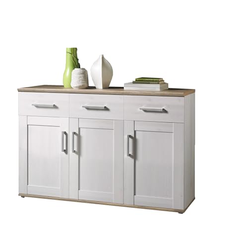 Stella Trading Sideboard in Sibiu Lärche / Eiche San Remo Optik - Landhausstil Kommode mit viel...