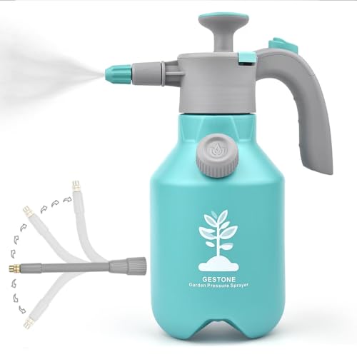 GESTONE Garden Hand Pump Sprayer 1/2 Gallon Pump,68 Oz Handheld Pressure Sprayer with Safety Valve,Adjustable Nozzle,360° Extended Spray Rod,Ideal for Plants Watering, Fertilizing,Cleaning