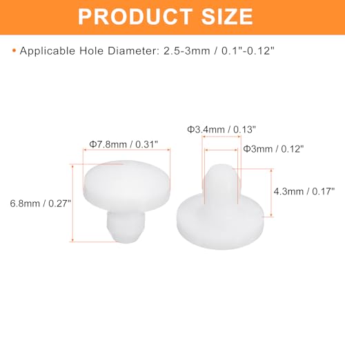 Image of uxcell 28Pcs Silicone Plugs, Rubber Round Snap in Locking Hole Plugs for 2.5-3mm Hole, Hole Stoppers Waterproof Hole Plug for Metal Tube, Furniture End Caps Inserts, White