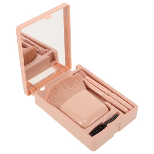 Beavorty 1箱 携帯用メイクブラシセット トラベルサイズのメイクブラシ 鏡付きメイクブラシ 女性のための旅行の必需品 メイクアップブラシ 化粧用ブラシ 旅行の必需品キット アクリル ピンク