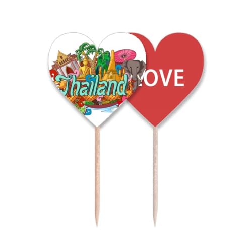 Drapeau cure-dents éléphant graffiti thaïlandais pour décoration cupcake - 2