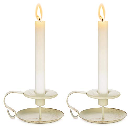 Nuptio 2 Piezas Candelabros de Hierro Retro, Candelabro Cónico para Mesas, Soporte de Luz Vela Vintage Navidad Halloween Boda Comedor Regalo de Inauguración de la Casa