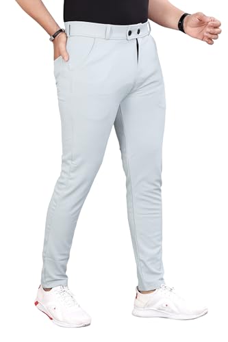 Image of Men's Formal Slim Fit Trousers | Mid-Rise Solid Pants with Button Closure | Perfect for Office Pack of 1)
