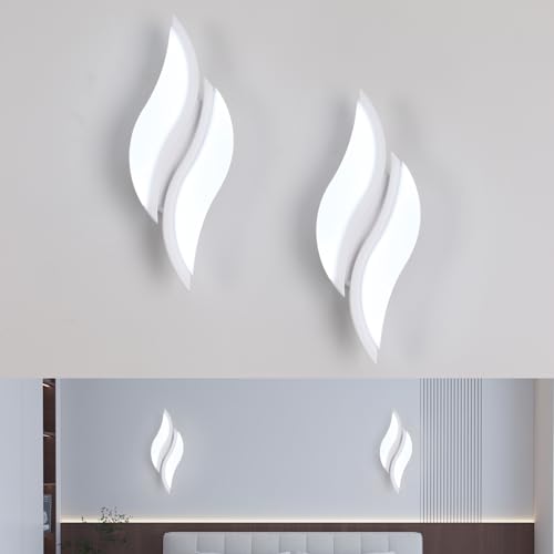 Dorlink 2 Pezzi Applique da Parete Interno, Lampada da Parete, 12W Applique Camera da Letto Moderno, Creativo Lampada a Muro LED, 6500K Bianca Fredda, Appliques Foglia per Corridoio, Soggiorno, Scala