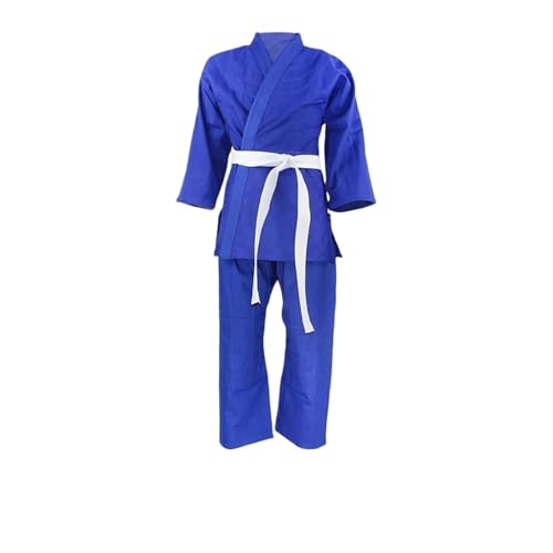 ANQKYO Trajes De Judo Trajes de Judo Uniforme de Judo Manga Larga Deportes Cinturón Blanco Ropa Tradicional Ligera(120cm)