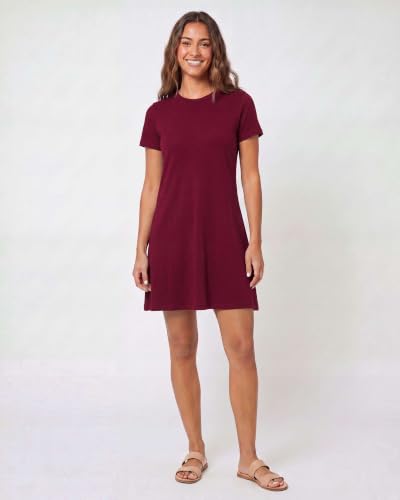 Image of Real Essentials 3 Pack: Women's Short Sleeve T Shirt Dress Swing Loose Casual Lounge Everyday Outfit (Available in Plus)