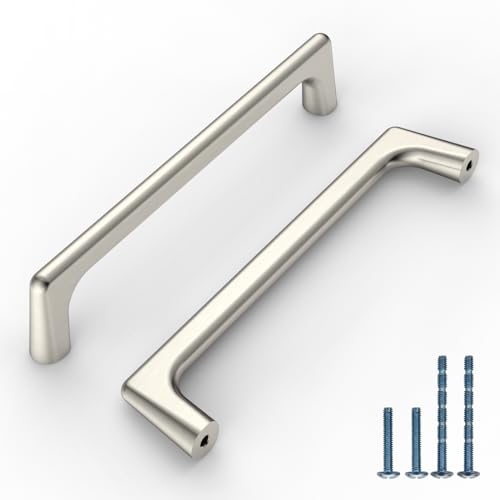 Image of 9BUILD 10 Pack Brushed Satin Nickel Cabinet Pulls 5 Inch Kitchen Cabinet Handles Cabinet Hardware Kitchen Handles for Cabinets Cupboard Handles Nickel Dresser Pulls Drawer Handle