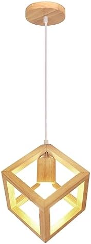 iDEGU Suspension Luminaire en Bois et Métal Moderne Lustre Forme ...
