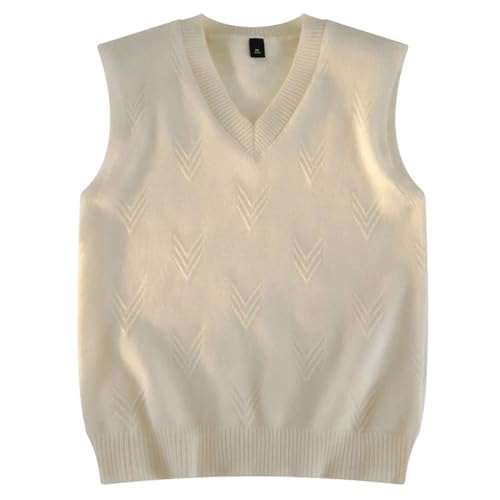 Men Textured Pattern Sweater Vest Versatile Casual Fall Winter Warm V Neck Knit Pullover