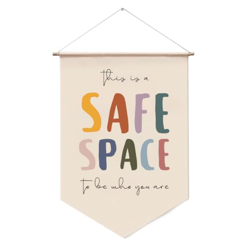 Image of Classroom Decor, Classroom Signs Wall Art, Safe Space Wall Hanging Banner for School Counselor Office, Calm Corner and Mental Health Decor for Classrooms, Therapist and Social Worker Offices