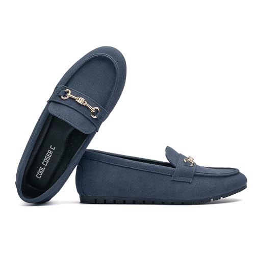 Image of Women's Wide Loafers Casual Slip on Flat Shoes Women's Comfort Penny Loafers with Arch Support Women Dressy Moccasins