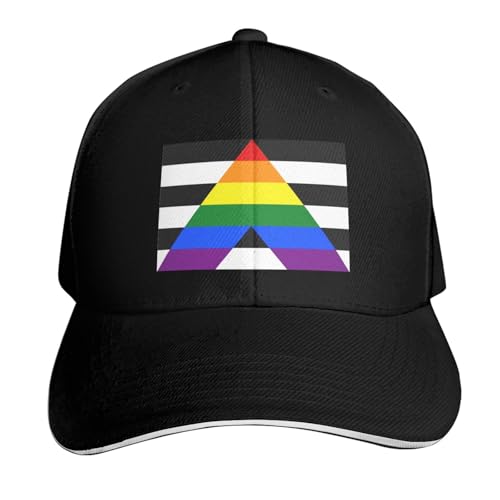 LGBTQ Gay Straight Ally Pride Flag Baseball Cap Hats for Men Women Sun Hat Adjustable Magic Buckle Dad Hats Running Workouts Hats Black