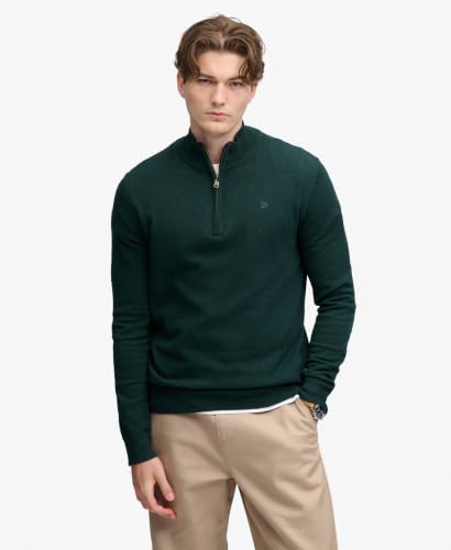 Superdry Homme Pull Ess LW en Laine Mélangée À Demi-Zip, Deep Pine Green, 3XL