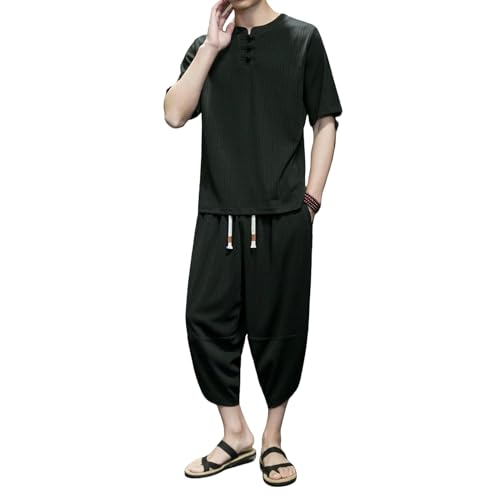 T-shirt tendance d'été homme soie glacée hanfu style chinois chic