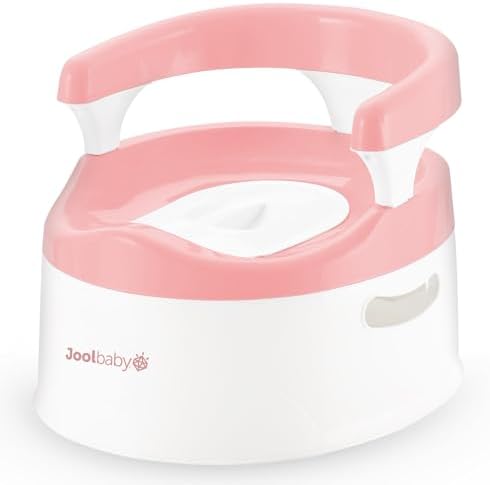 Child Potty Training Chair for Girls, Handles & Splash Guard - Comfortable Seat for Toddler - Jool Baby (Pink)