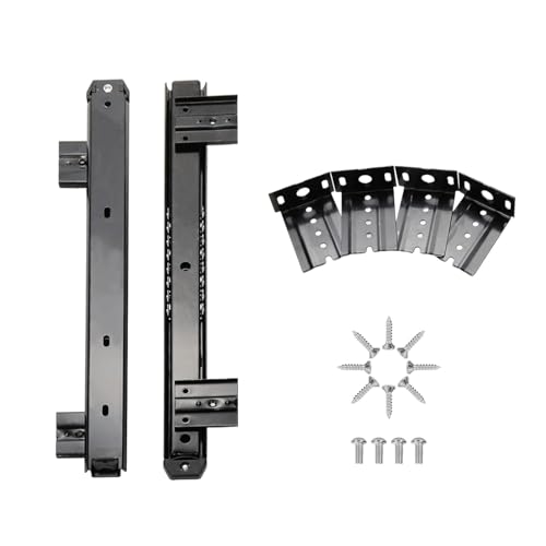 Image of Bosney Keyboard Tray Channel 350 MM Black Pack of 1 Heavy Duty Slide Channel for Under Desk Keyboard Support Smooth Sliding Mechanism Durable Metal Construction Office Furniture Fitting Accessory