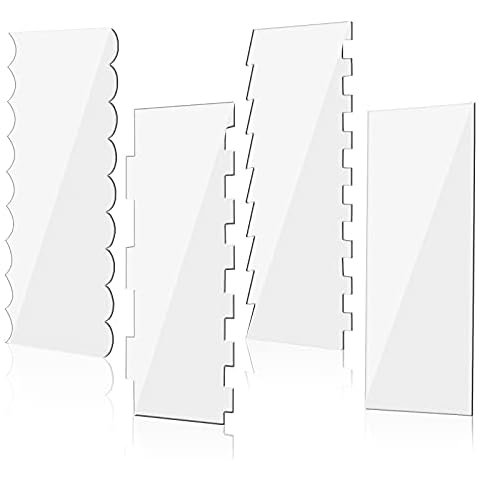 Umsole Acrylic Cake Scraper Decorating Contour Comb 9.45 Inch Cake Buttercream Icing Smoother Edge Tool Pastry Cutter Kitchen Baking Tools for DIY Different Shapes of Cake Edges,4 Pieces 7 Styles Cover