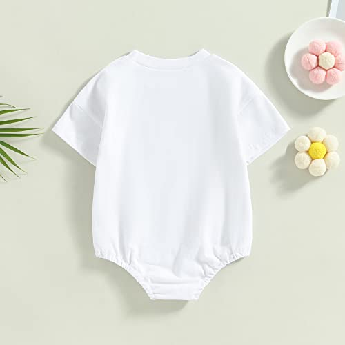 Summer Outfit Newborn Baby Girl Short Sleeve Romper Bodysuit Letter Flower Jumpsuit One Piece Clothes (A-White Flower, 3-6 Months) #TOP4