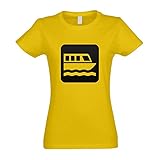 Kiwistar - T-Shirt tailliert - Damen - gelb - Fährhafen Fähre Piktogramme - mit Motiv Bedruckt - Funshirt Design - Sport - Freizeit - Damen - XXL