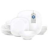 MAGMALIFE Vajilla de Vidrio Opal 6 personas (18 Pzs), Juego de Platos de Ultra Alta Resistencia: 6 Extendidos, 6 para...