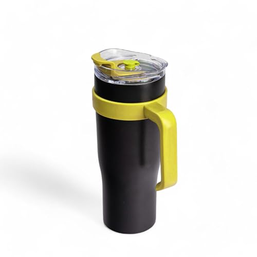 Image of The Memory Company Officially Licensed 46oz Team Color Slim Tumbler with Straw and Handle, Pittsburgh Steelers