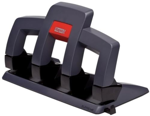 Rapid Supreme SP34 24845701 - Perforadora de 4 agujeros (30 x 80 gsm, requiere poco esfuerzo), color negro