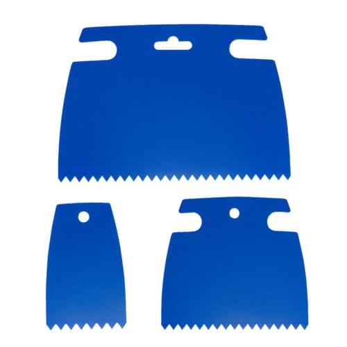LAKPYN 3 Pièces Spatules Multifonctionnelles en Silicone, Spatules Dentées,Set de Spatules à Colle,Pour l'Application de Mortier-Colle et d'Enduit (Bleu)