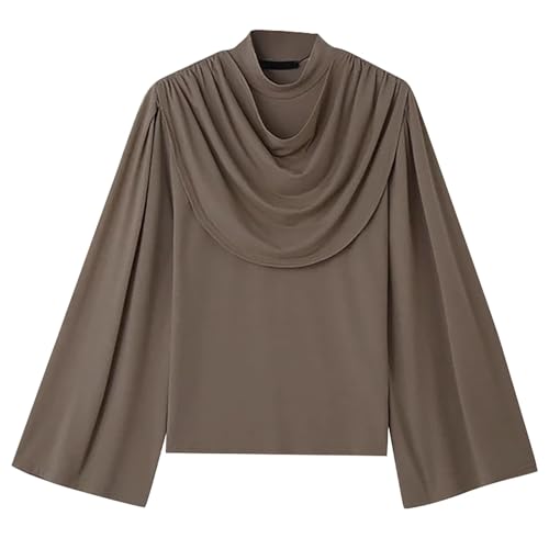 Men's Fashion Cowl Neck Pullover Tshirt Plain Trendy Slim Fit Shirts Long Sleeve Casaul Outdoor Fall Tops4