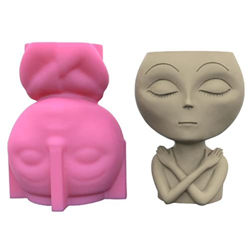 Alien Concrete Silicone Pot Mold Succulent Flowerpot Clay Cement Plaster Molds DIY Home Garden Flower Pots Mould Candle Holder Mould for Concrete Cement Resin Casting