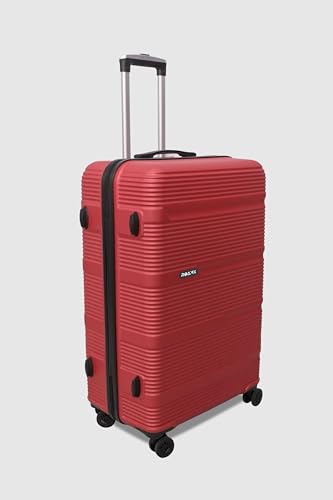 Image of ABS Hard Suitcase 80 cm Check in Luggage, Trolley Bag with Smooth 8 Wheel System Combination Lock and Strong Zipper | Carry On Travel Case for Air, Road and Weekend Trips | Cherry Red