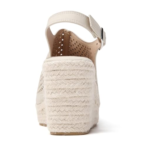 Image of Tilocow Espadrilles Wedges for Women Open Toe Ankle Strap Platform Dressy Casual Sandals Travel Slides