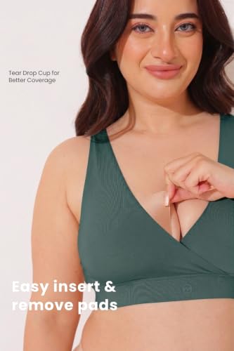 Image of ZELENA Maternity Padded Bra | Removable Cups, Broad Waistband | Soft Stretchable Modal Fabric | Easy Pull Nursing Bra for Pregnancy and Breastfeeding