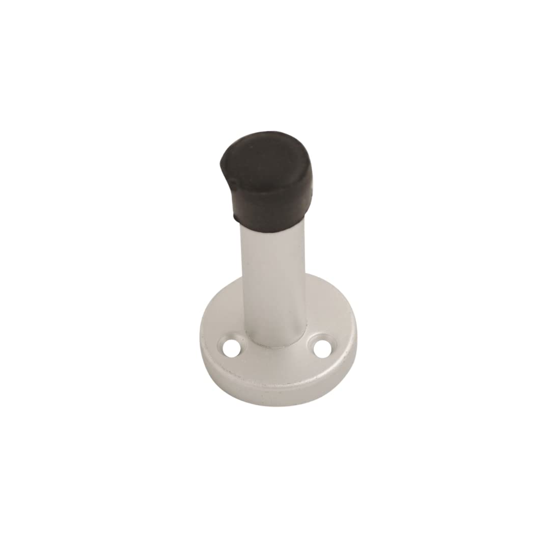 Vibe Projection Door Stop 63mm on Satin Anodised Aluminium, Door Stopper, Rubber Bumper to Protect Door, Walls, and Skirting for Internal Use