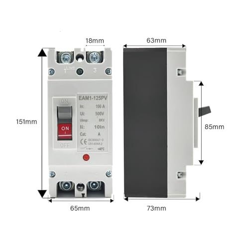 Interruptor de protección de sobrecarga MCCB con corte térmico magnético para DC 500V 4