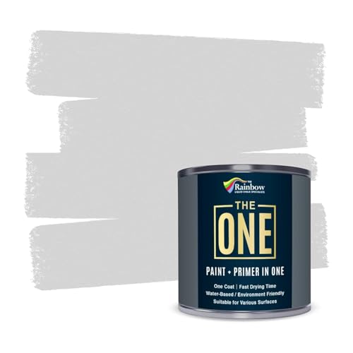 THE ONE All-In-One Paint & Primer - Light Grey Satin, 33.8 Fl Oz/1 Liter | 1 Coat Formula | Easy Indoor & Outdoor Decorating for Home & Garden Walls, Floors & Furniture | Water-Based & Low VOC