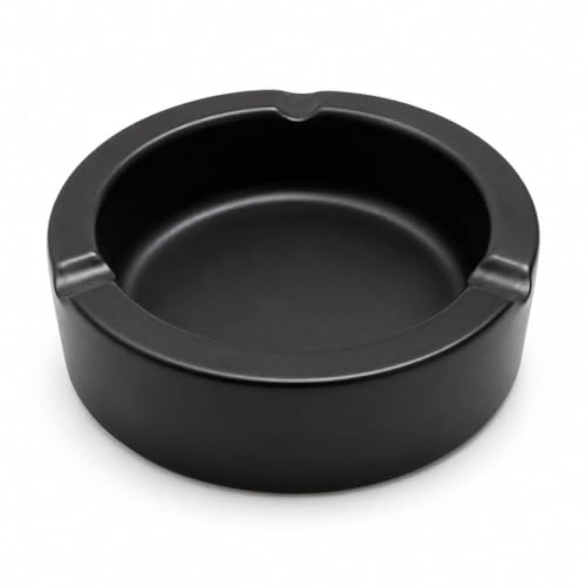 THEVAMI Round Ceramic Ashtray, Matte Black