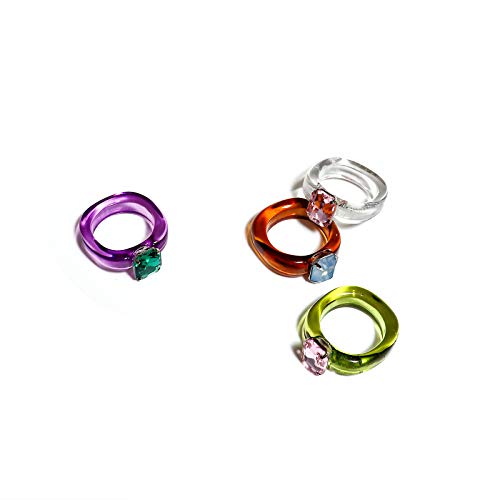 Smiling sunflower Transparent acrylic color resin ring female fashion personality (gem)