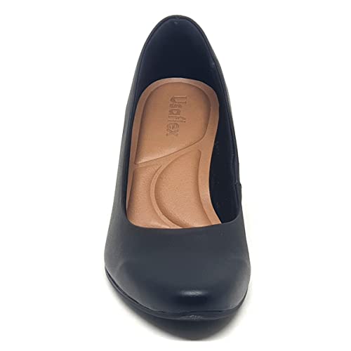 Sapato Feminino Scarpin Usaflex Salto Bloco Preto (38)