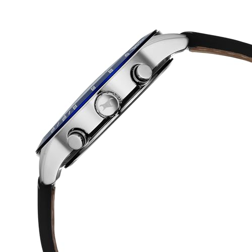 Image of Fastrack Overdrive Quartz Blue Round Dial Men's Watch | Leather Strap Material | Watches for Men Analog - 3332KL02